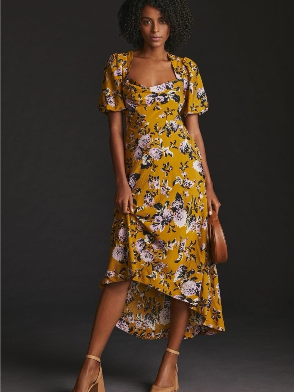Anthropologie Maeve Puff-Sleeve Dress size 8P Petite